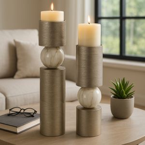 HALDENMILL SET OF 2 GOLD CANDLE HOLDER 18 (IN) 11