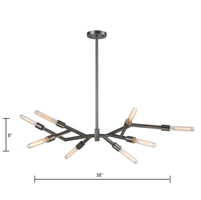 Freeform 38″ Wide 8-Light Chandelier - Graphite