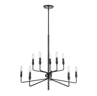 Saginaw 34″ Wide 10-Light Chandelier - Matte Black