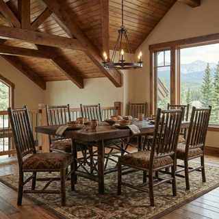 Appalachian Rectangle Twig Dining Table - 7-foot - Barnwood Artisan Top