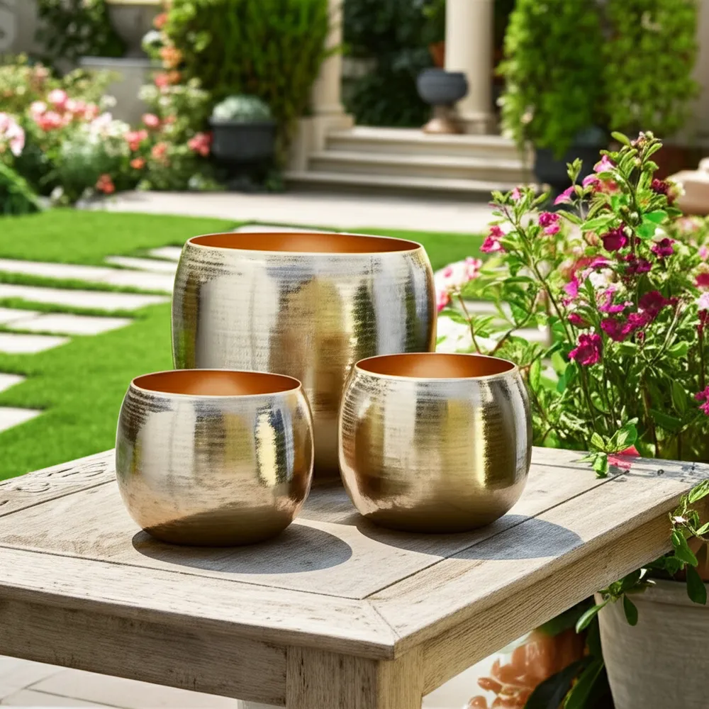 GLOVERTON SET OF 3 GOLD PLANTER 11 (IN)