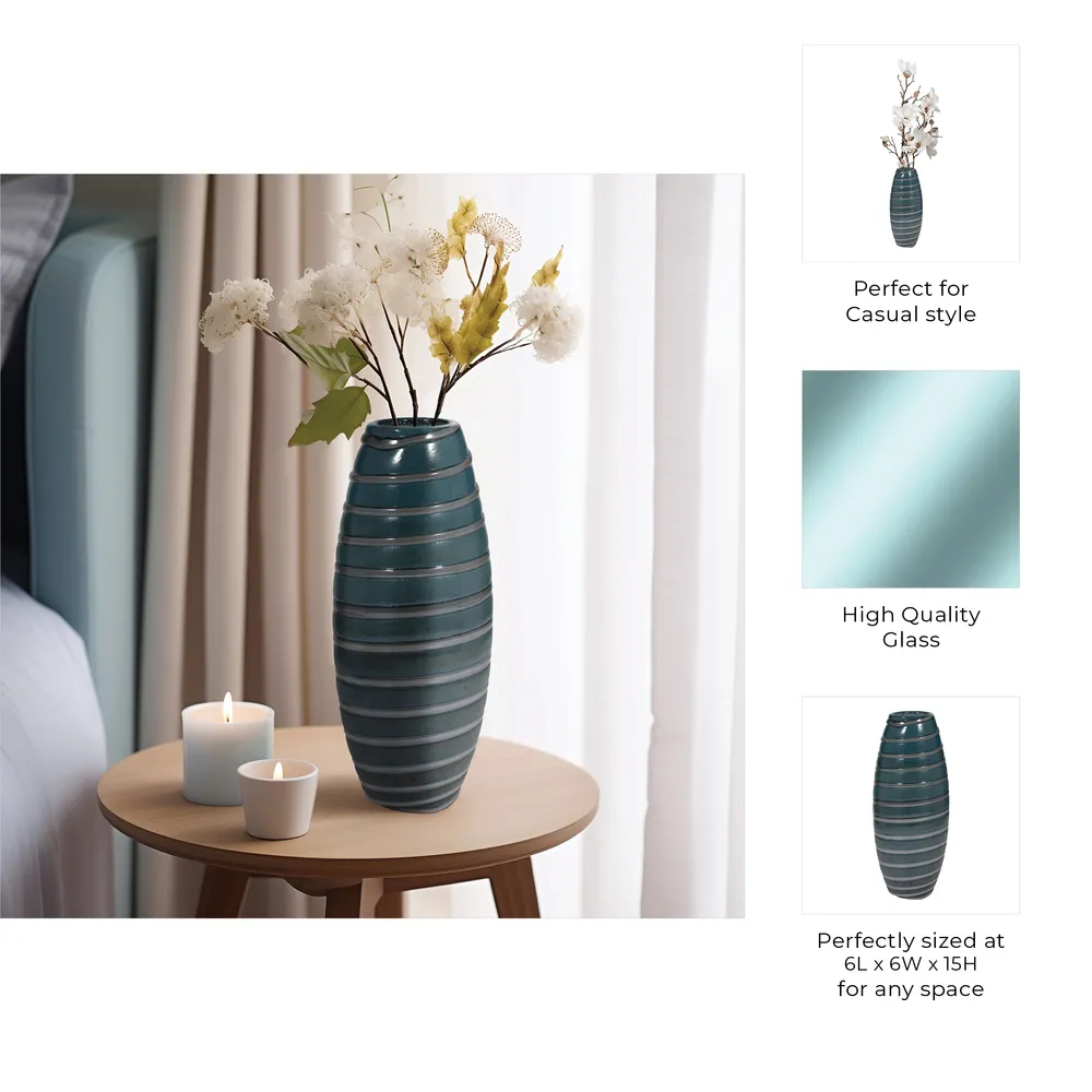 DENVERRIDGE BLUE GLASS VASE 15 (IN)