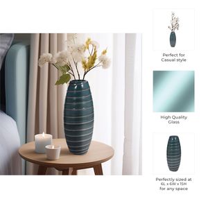 DENVERRIDGE BLUE GLASS VASE 15 (IN) 10