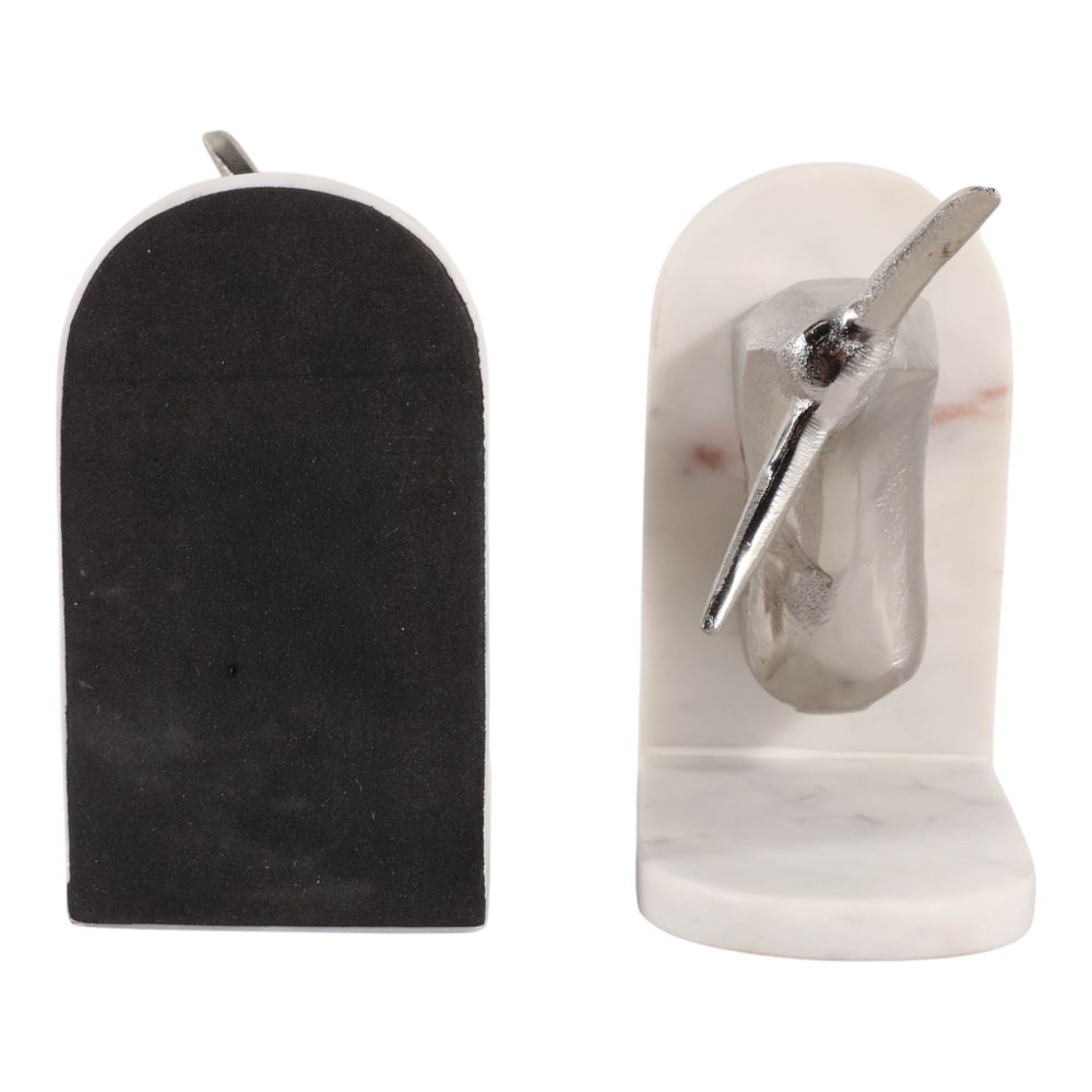 ALMACREST SET OF 2 WHITE BOOKENDS 7 (IN)