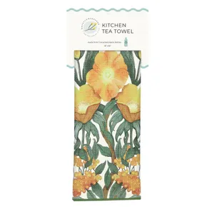 Icelandic Poppies Gold Eco Kitchen Tea Towel 5