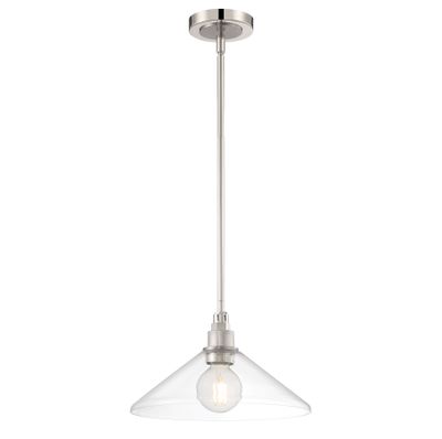 Charis 12.5″ Wide 1-Light Mini Pendant - Polished Nickel with Brushed Nickel