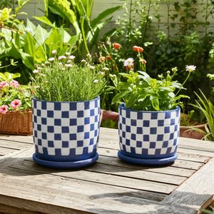BRIGHTONVIEW SET OF 2 BLUE PLANTER 6 (IN) 10