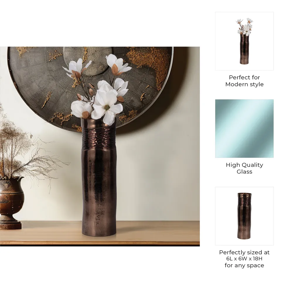 HAMDENWAY BRONZE GLASS VASE 18 (IN)