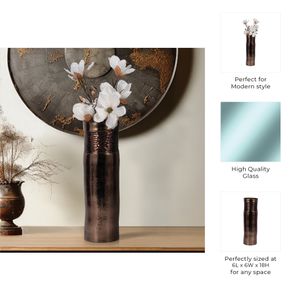 HAMDENWAY BRONZE GLASS VASE 18 (IN) 10