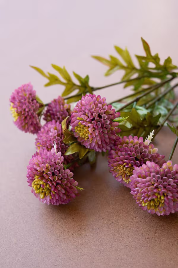Bundle of 7 Artificial Purple Ball Dahlias