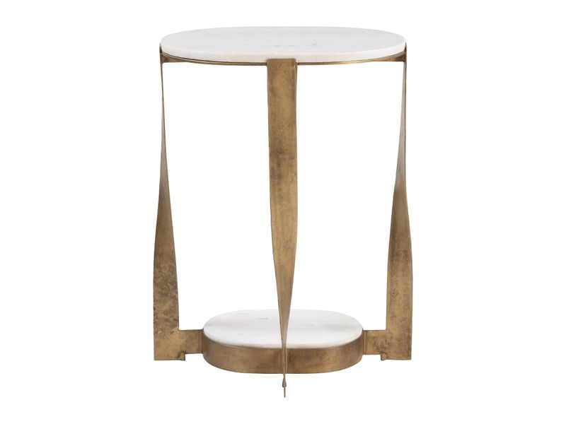 Orion Accent Table White & Brass 4