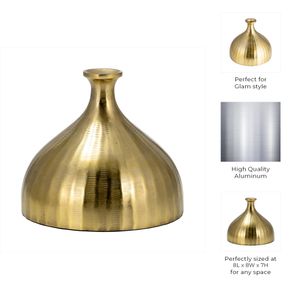 METAL, 7" BULBOUS VASE,GOLD 8