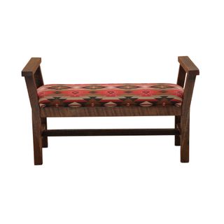 Barnwood Upholstered Bench - with Arms - Premium Fabric