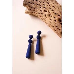 Fabricwrapped Earrings / Cobalt 1