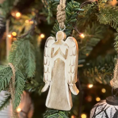 Clear  Enamel Angel Ornament 5x2in