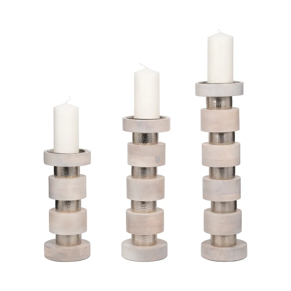 DESMONDRIDGE SET OF 3 WHITE CANDLESTICK 22 (IN)