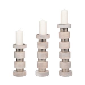 DESMONDRIDGE SET OF 3 WHITE CANDLESTICK 22 (IN) 3