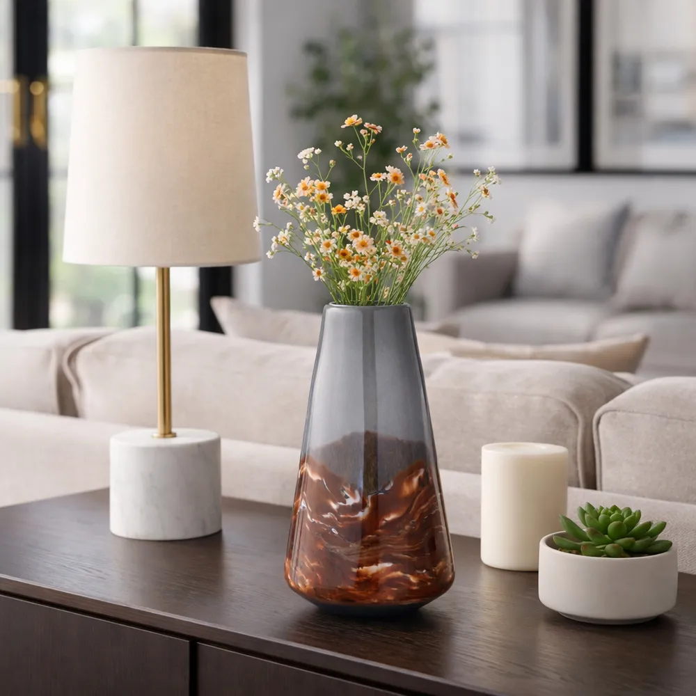EVERTONVALE BLACK GLASS VASE 14 (IN)