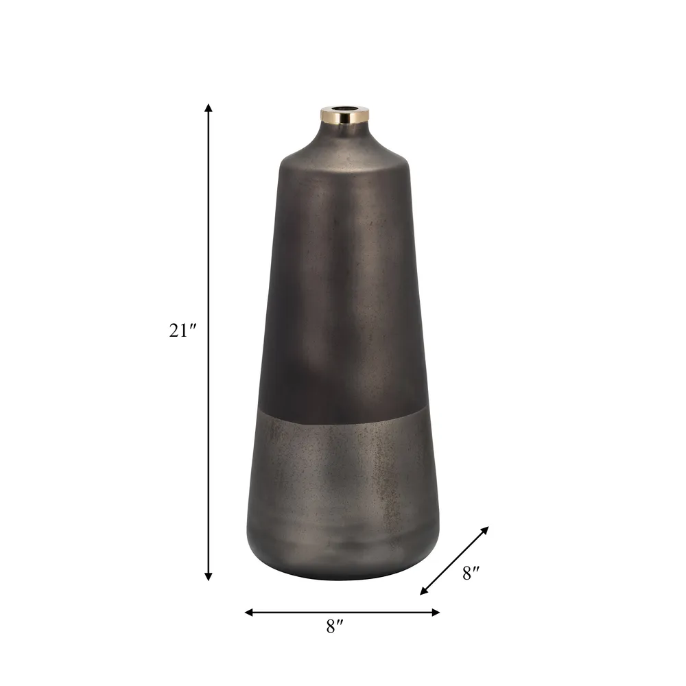 GRISHAMSHAW BRONZE GLASS VASE 21 (IN)