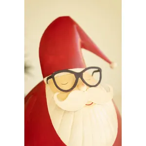 Large Painted Metal Santa with Glasses 2