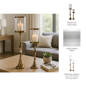 GARNETTMORE SET OF 2 GOLD CANDLE HOLDER 30 (IN) 10
