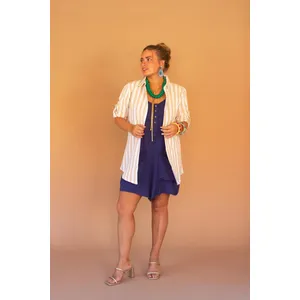 Adjustable-Strap Short Jumper with Front Pockets / Blueberry 4
