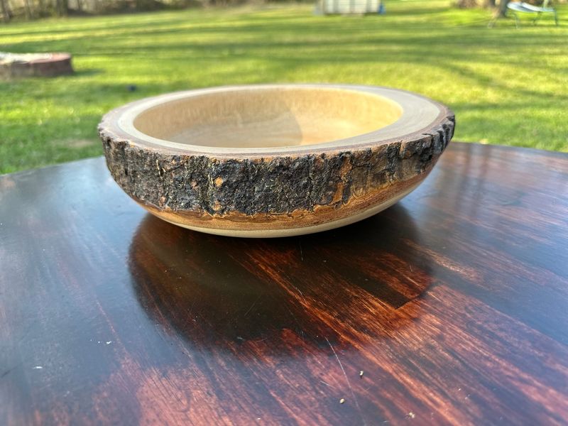 12" x 3" Rustic Acacia Wood Bowl 1