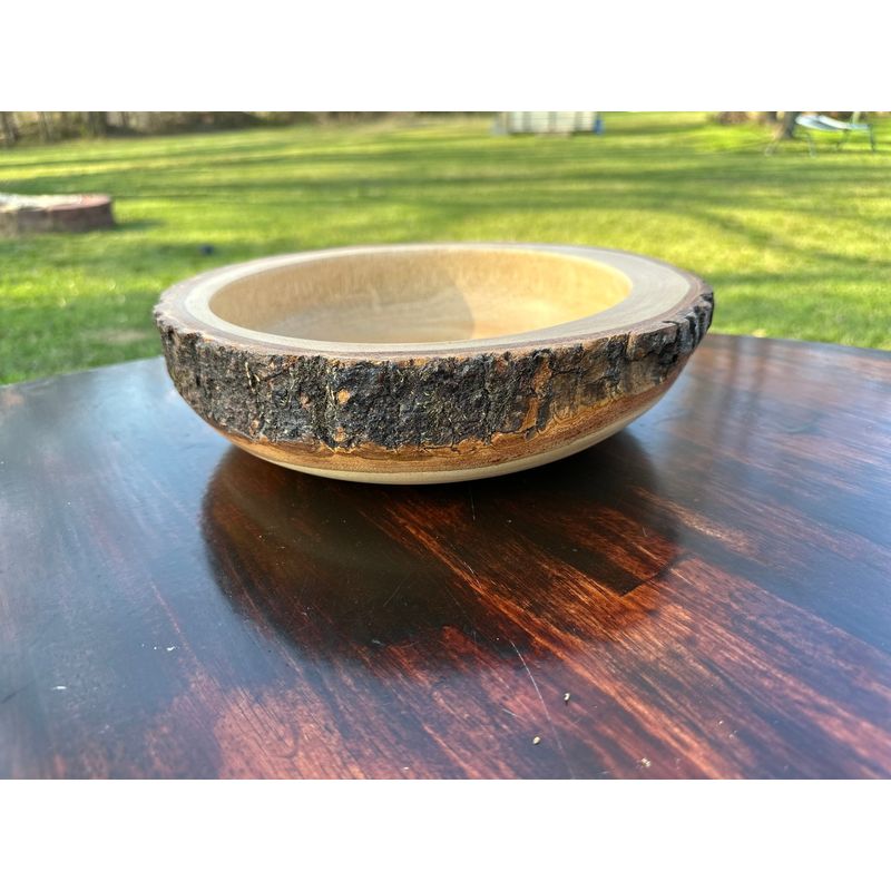 12" x 3" Rustic Acacia Wood Bowl