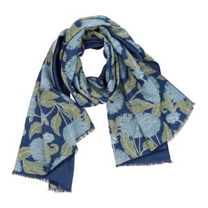 Chrysanthemum Flower Blue Reversible Wrap 3