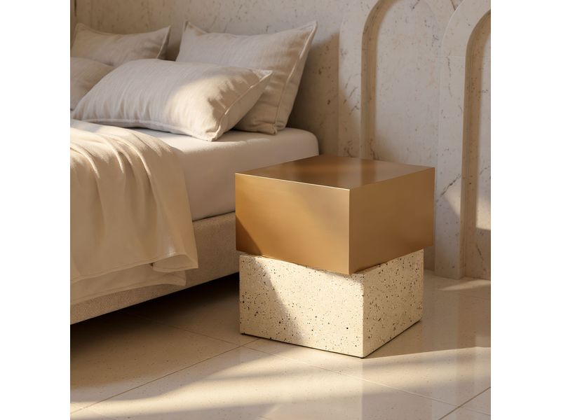 Cinza Side Table Gold & Beige 7
