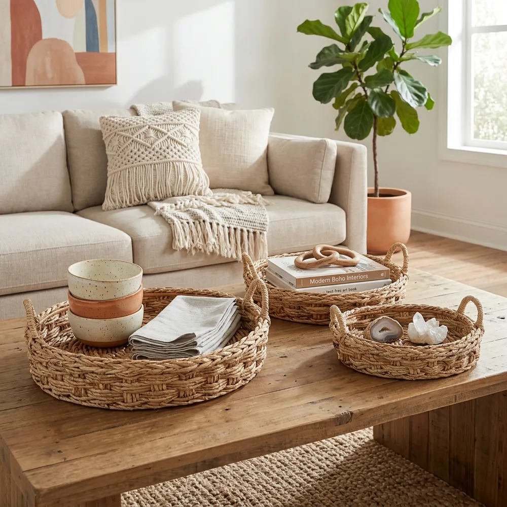 THEADALE SET OF 3 BROWN TRAY 8 (IN)