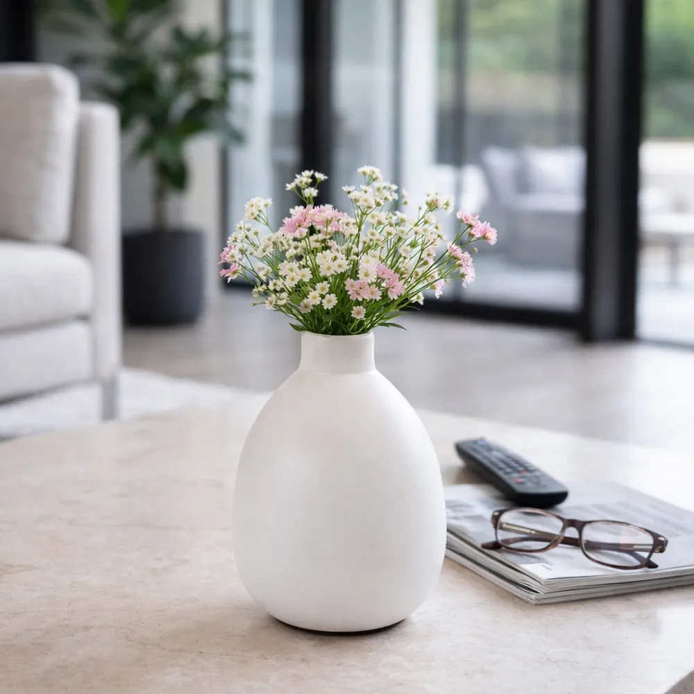 DUTTONSIDE WHITE VASE 10 (IN)
