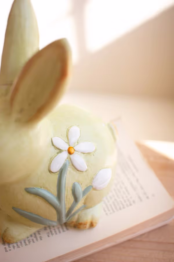 Set of 2 Colorful Faux Concrete Bunnies