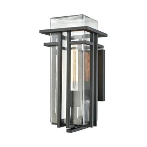 Croftwell 15'' High 1-Light Outdoor Sconce - Textured Matte Black with Clear Glass 1