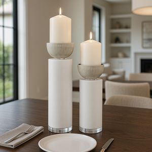 BECKETTWIND SET OF 2 WHITE CANDLE HOLDER 13 (IN) 11