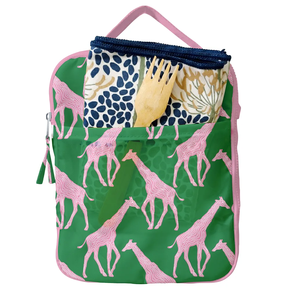 Giraffe Pink & Green Lunch Tote