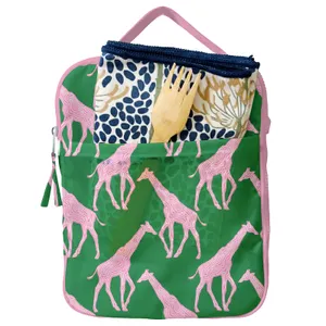 Giraffe Pink & Green Lunch Tote 5