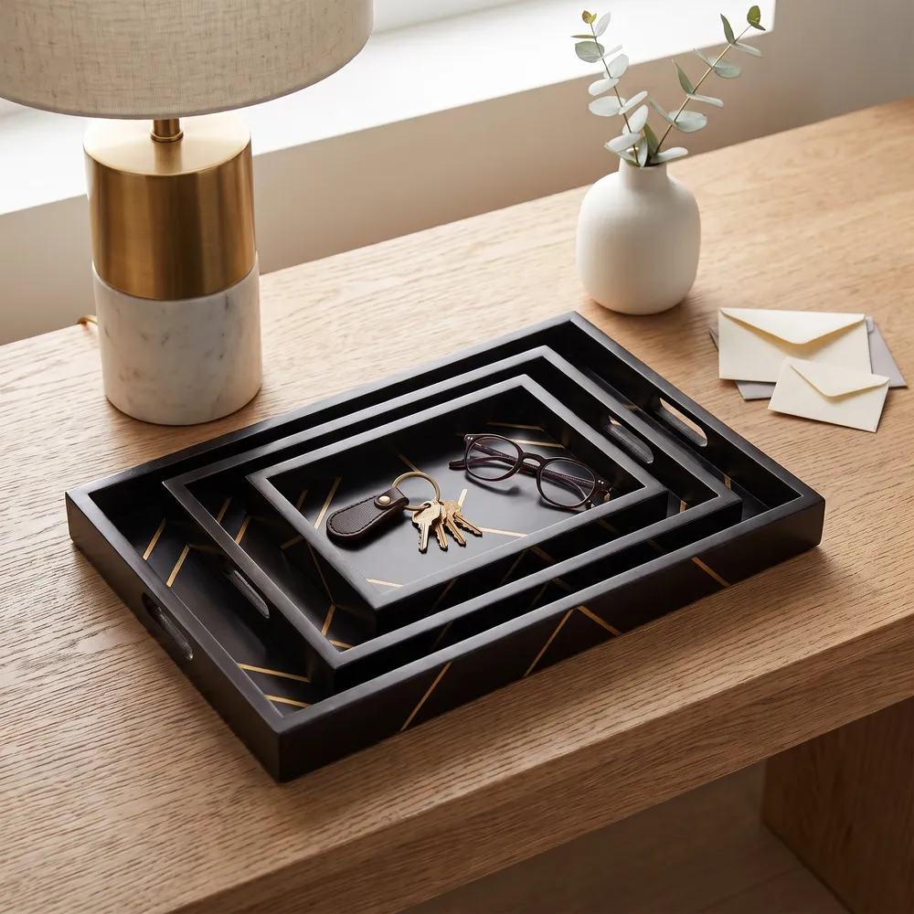 VINSONVIEW SET OF 3 BLACK TRAY 2 (IN)