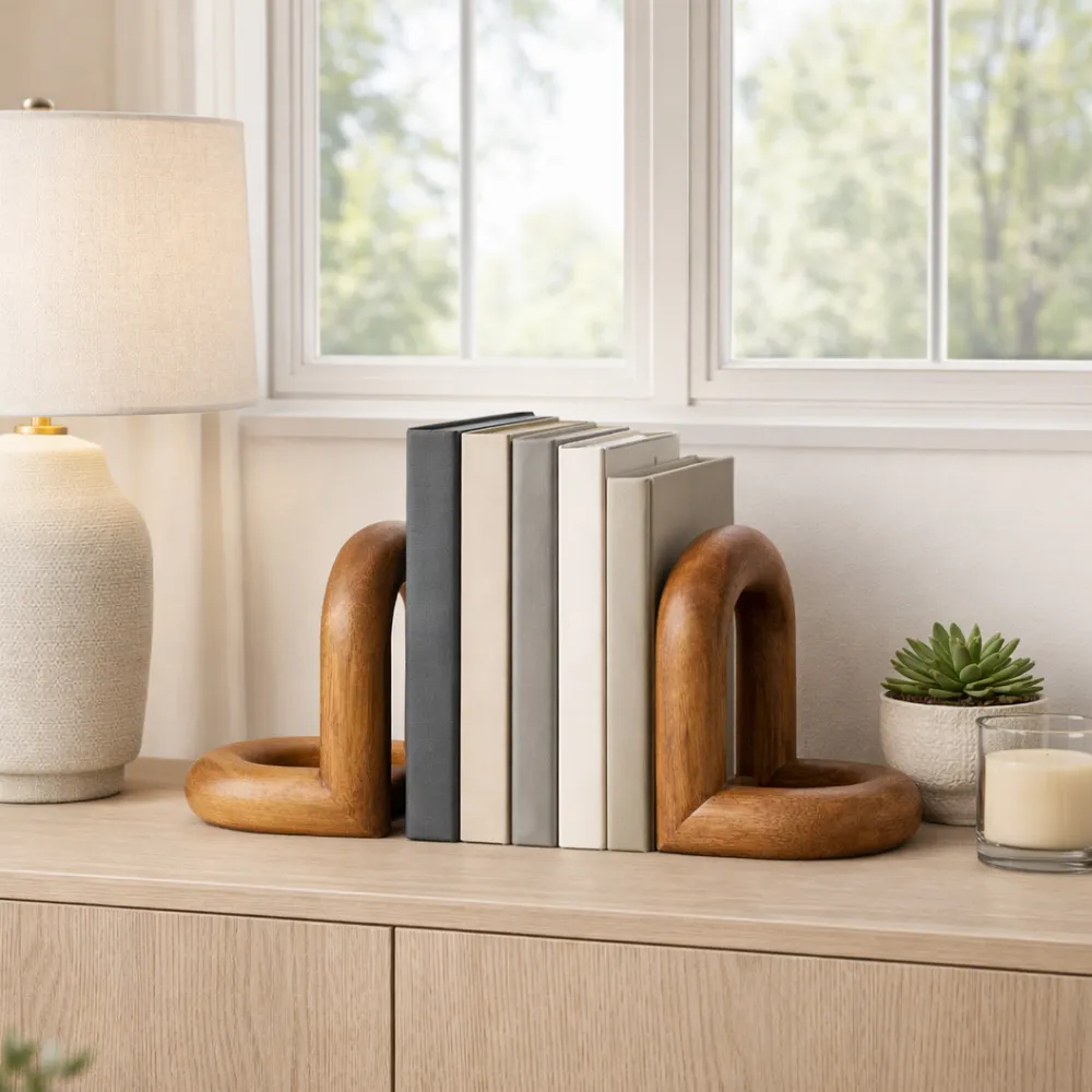 TRUEPORT SET OF 2 BROWN BOOKENDS 8 (IN)