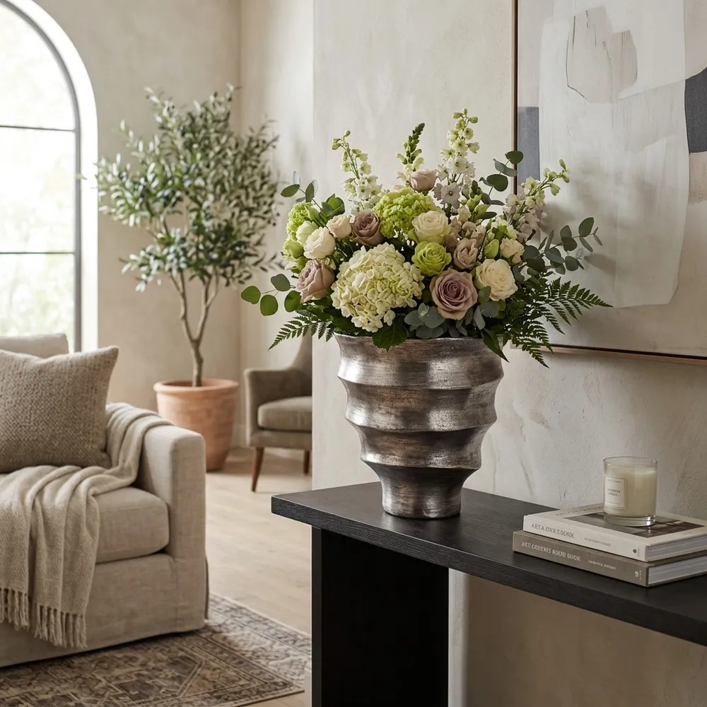 DASHSTONE SILVER VASE 13 (IN)