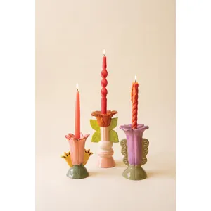 Set of 3 Ceramic Flower Candle Holders 4