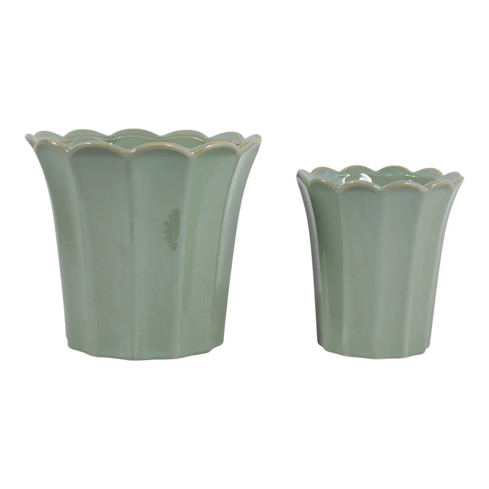 DEANGROVE SET OF 2 GREEN PLANTER 8 (IN)