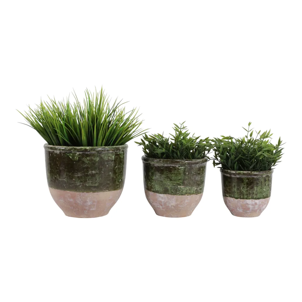 HAYFORDWAY SET OF 3 GREEN PLANTER 8 (IN)