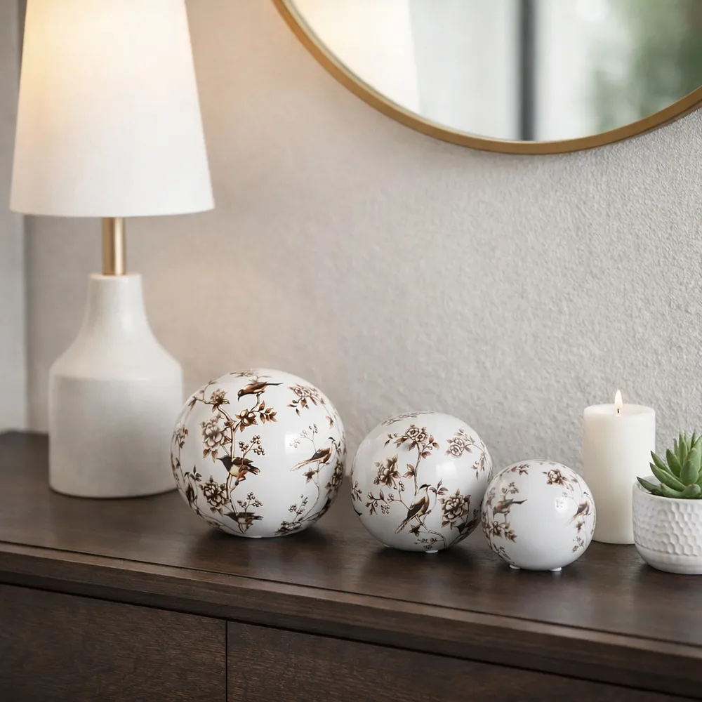 MAXBROOK SET OF 3 BROWN ORBS 6 (IN)