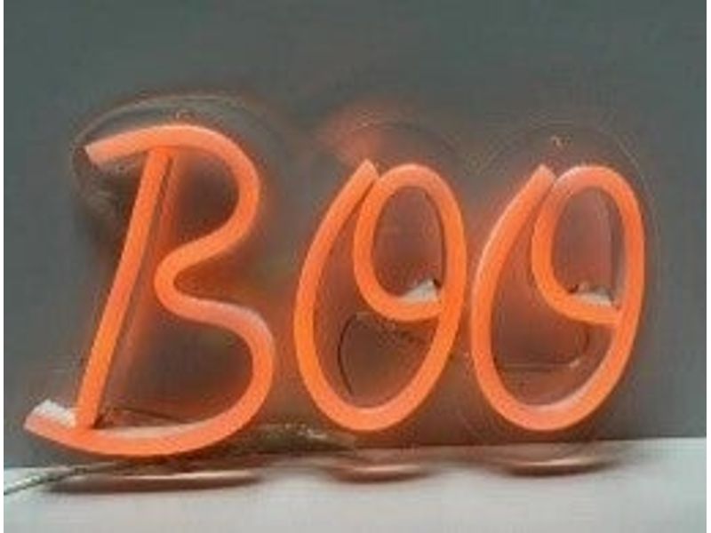 9IN ORANGE NEON BOO LIGHT B/O 1