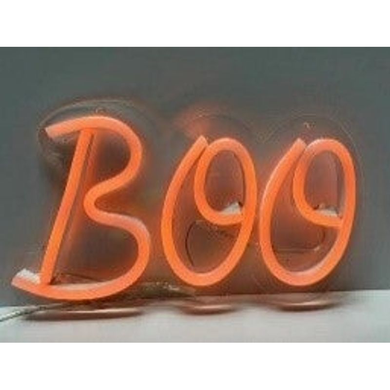 9IN ORANGE NEON BOO LIGHT B/O