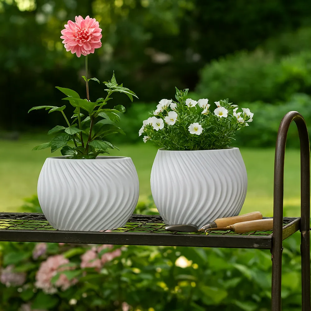 HAYFIELDPARK SET OF 2 WHITE PLANTER 8 (IN)
