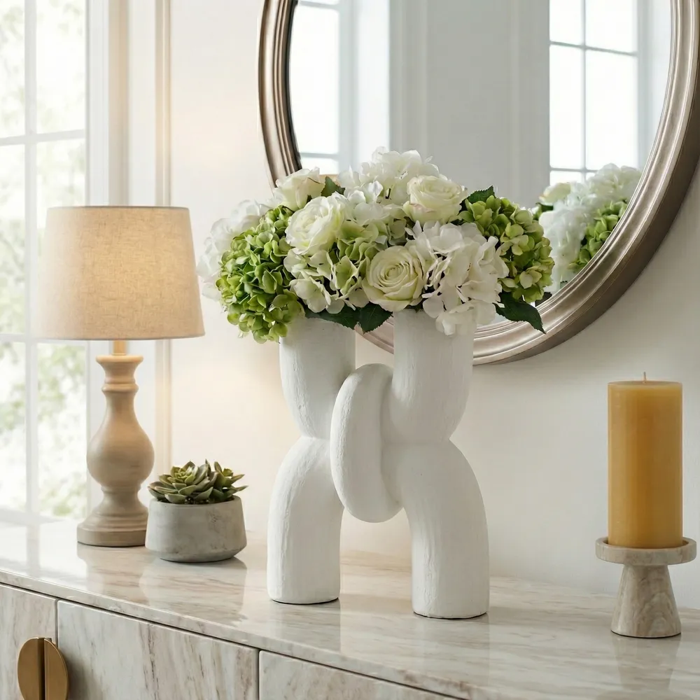 STONEHAM WHITE VASE 15 (IN)