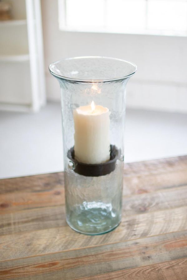 Mini Glass Candle Cylinders with Rustic Insert / Large