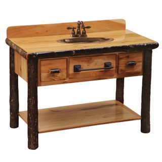 Hickory Log Two Drawer Open Vanity with Shelf - without Top - Espresso